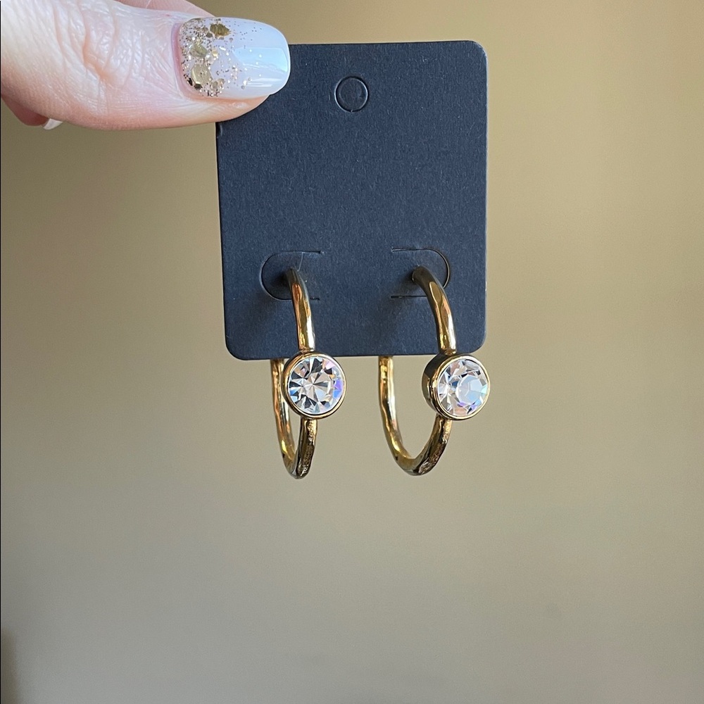 Elegant Gold Hoop Earrings with Crystal Accents